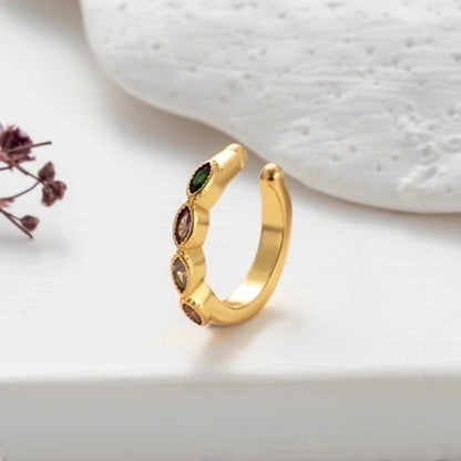 1 Piece Elegant Shiny Geometric Eye Snake Plating Inlay Copper Zircon Ear Cuffs