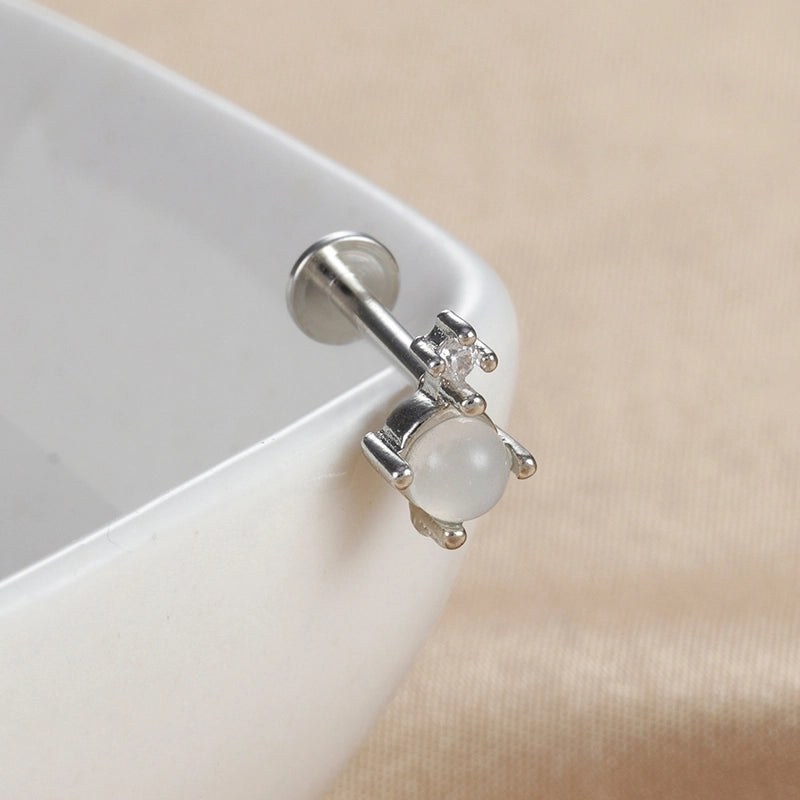 1 Piece Ear Cartilage Rings & Studs IG Style Minimalist Geometric Copper Inlay Gem Zircon Ear Cartilage Rings & Studs