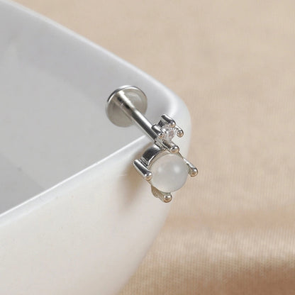 1 Piece Ear Cartilage Rings & Studs IG Style Minimalist Geometric Copper Inlay Gem Zircon Ear Cartilage Rings & Studs