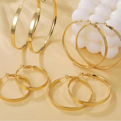 1 Pair Exaggerated Streetwear Solid Color Brass 14K Gold Plated Hoop Earrings