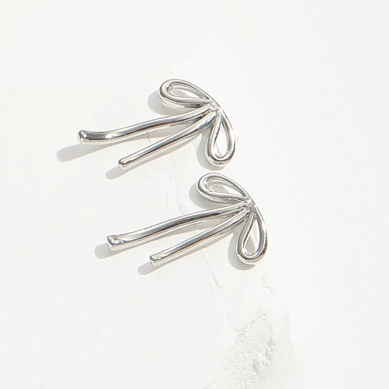 1 Pair Elegant Bow Knot Copper 14K Gold Plated Ear Studs