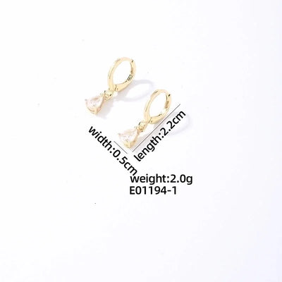 1 Pair Casual Vintage Style Minimalist Water Droplets Plating Inlay Stainless Steel Zircon White Gold Plated Gold Plated Drop Earrings
