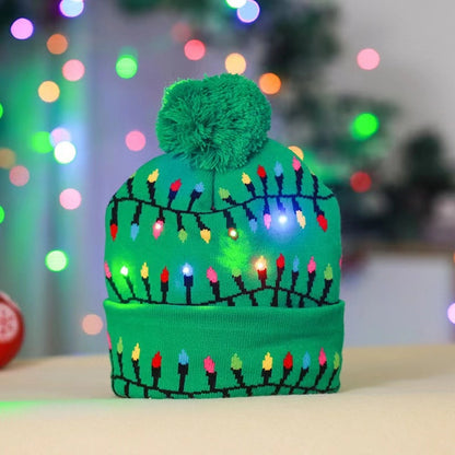 Christmas Decoration Knitted Christmas Hat LED Light Cap Adult And Children Cartoon Glowing Christmas Hat Christmas Hat For The Elderly