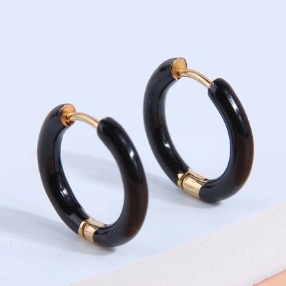 1 Pair Minimalist Triangle Circle Heart Shape Stainless Steel Hoop Earrings