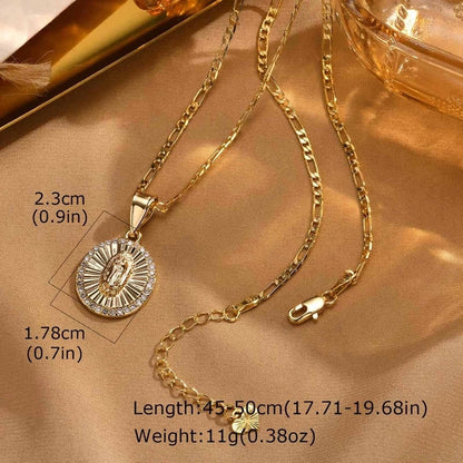 Religion Classic Style Human Virgin Mary 201 Stainless Steel Copper Shell Zircon 18K Gold Plated Pendant Necklace