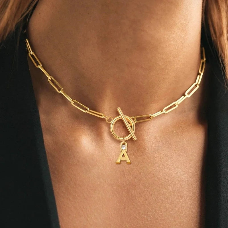 Elegant Minimalist Classic Style Letter 201 Stainless Steel 304 Stainless Steel Artificial Crystal Stainless Steel Necklaces