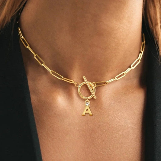 Elegant Minimalist Classic Style Letter 201 Stainless Steel 304 Stainless Steel Artificial Crystal Stainless Steel Necklaces