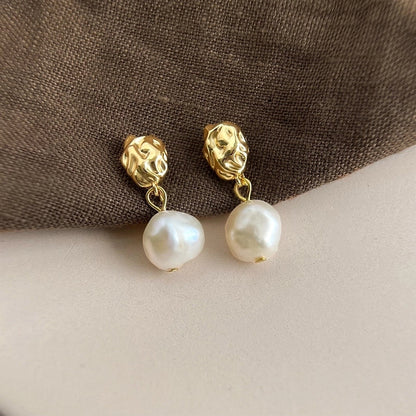 1 Pair Elegant Retro Geometric Freshwater Pearl Earrings