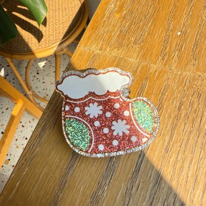 Cute Women's Christmas Tree Santa Claus Christmas Socks Arylic Hair Claws