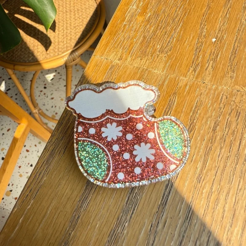 Cute Women's Christmas Tree Santa Claus Christmas Socks Arylic Hair Claws