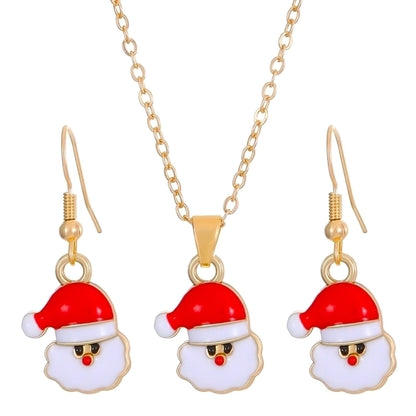 Cartoon Style Snowman Elk Alloy Plating 14k Gold Plated Christmas Women's Earrings Necklace