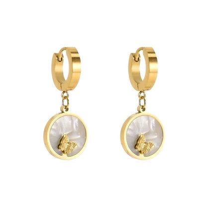 Titanium Steel 18K Gold Plated Lady Plating Inlay Butterfly Acrylic Titanium Steel Earrings Necklace