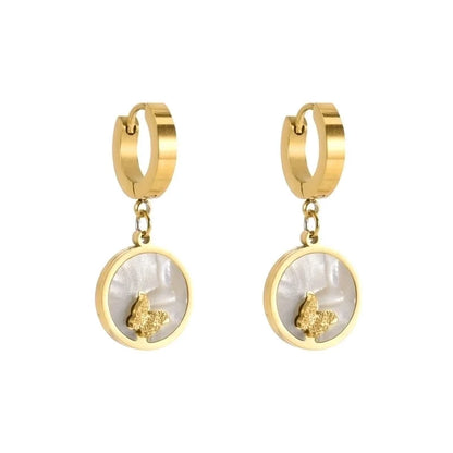 Titanium Steel 18K Gold Plated Lady Plating Inlay Butterfly Acrylic Titanium Steel Earrings Necklace