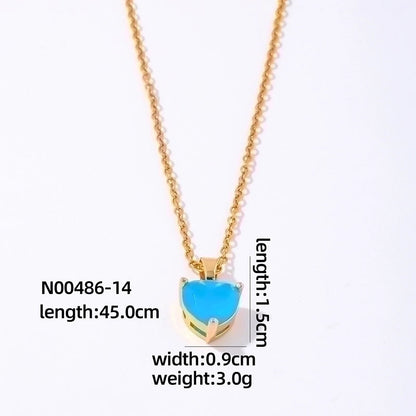 2 Pieces Elegant Minimalist Heart Shape 304 Stainless Steel Copper Plating Inlay Gold Plated Zircon Pendant Necklace