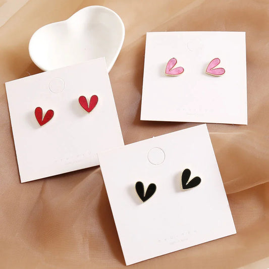 2 Pieces Women Heart Alloy Electroplating Stud Earrings