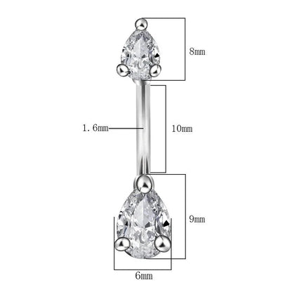 Minimalist Water Droplets Flower Butterfly Stainless Steel Inlay Zircon Women's Belly Ring