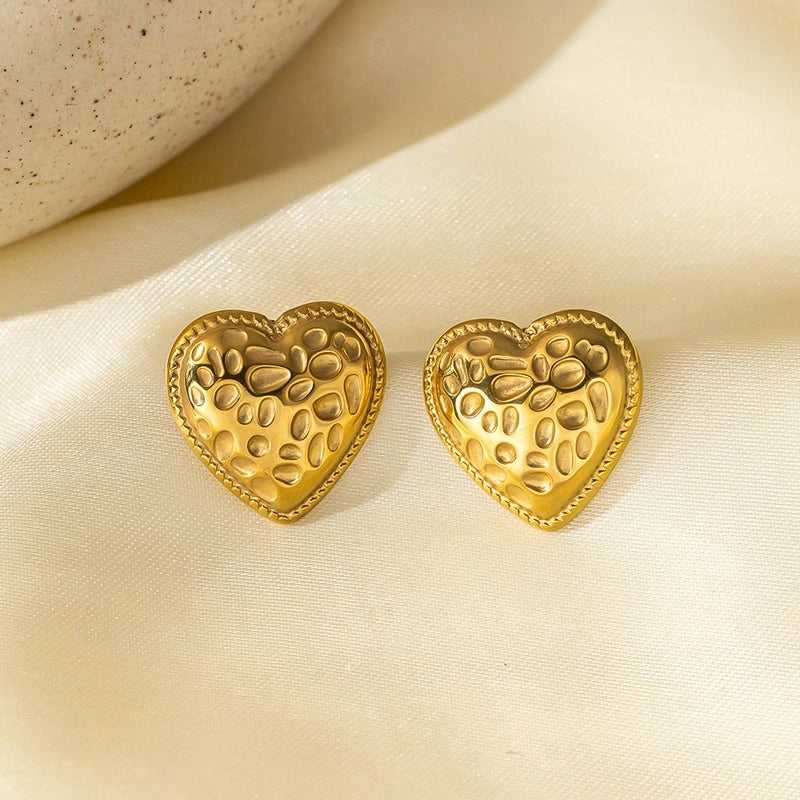 1 Pair Basic Minimalist Irregular Heart Shape Plating Titanium Steel Ear Studs