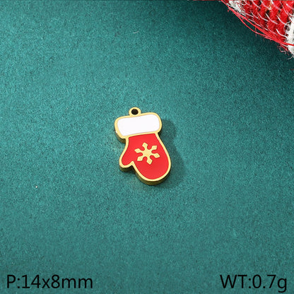 Christmas Elements Series Diy Accessories Stainless Steel Elk Santa Claus Snowflake Gloves Pendant