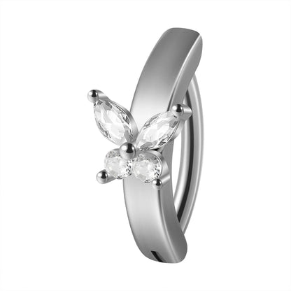1 Piece Belly Rings Casual Hawaiian Tropical Flower Butterfly 304 Stainless Steel Inlay Zircon