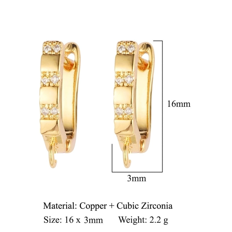1 Pair Minimalist Solid Color Inlay Copper Zircon Earrings