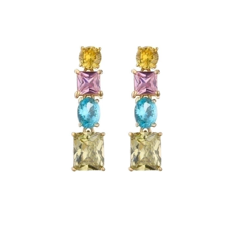 Sweet C Shape Square Water Droplets Copper Rings Earrings In Bulk