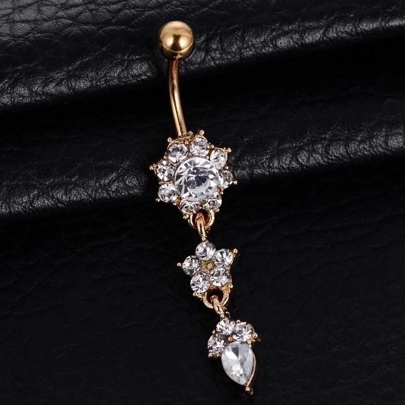 Belly Rings Exaggerated Flower Alloy Diamond