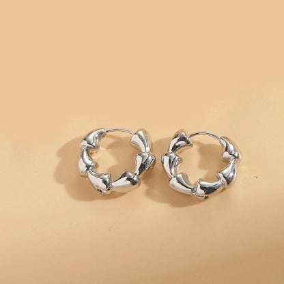 1 Pair Minimalist Bamboo Joint Copper Copper 14K Gold Plated Hoop Earrings