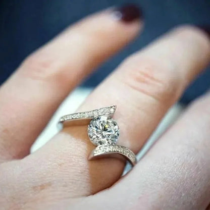 Modern Style Geometric Copper Inlay Zircon Rings