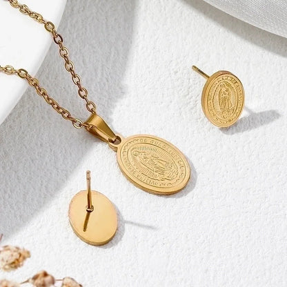 Vintage Style Geometric 304 Stainless Steel 18K Gold Plated Plating Earrings Necklace