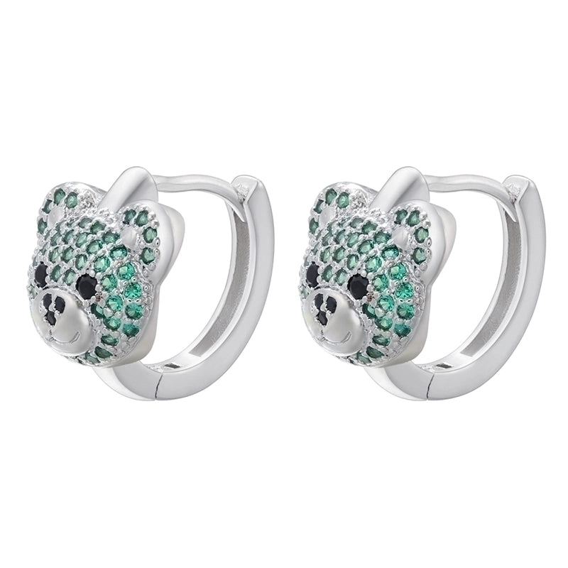 2 Pieces Elegant Shiny Bear Plating Inlay Copper Zircon 18k Gold Plated Earrings
