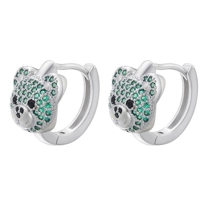2 Pieces Elegant Shiny Bear Plating Inlay Copper Zircon 18k Gold Plated Earrings