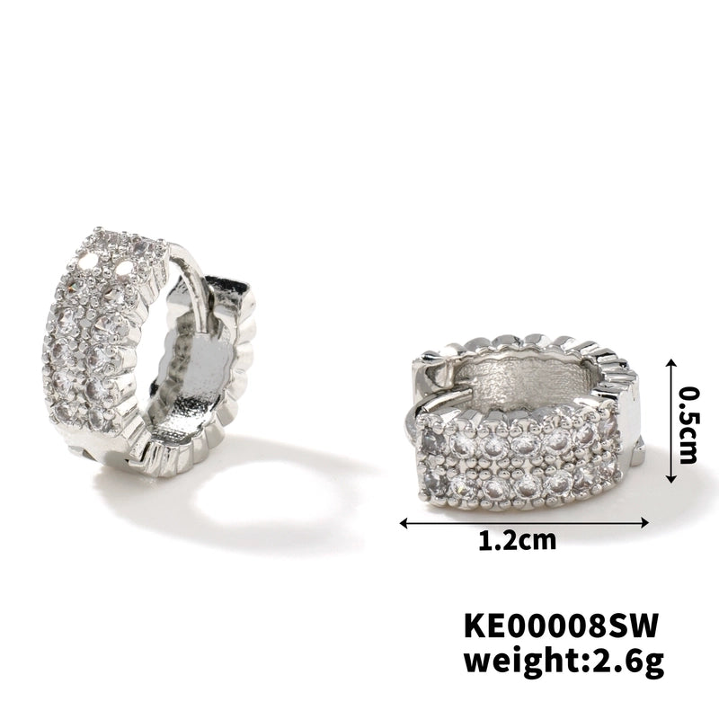 1 Pair Hip-Hop Minimalist Circle Plating Inlay Copper Zircon K Gold Plated Earrings