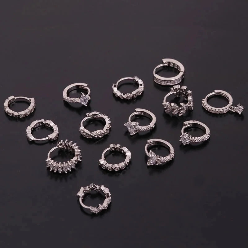 Fashion Flower Inlaid Zircon Copper Earrings