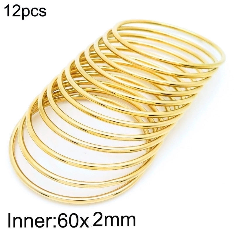 304 Stainless Steel 18K Gold Plated Minimalist Round Solid Color Bangle