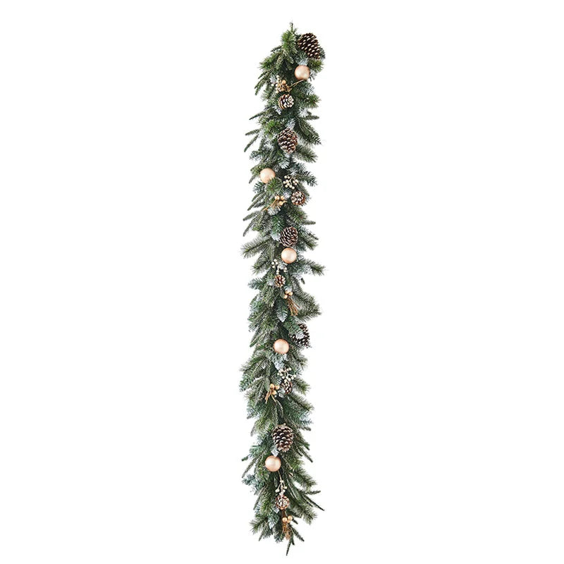 Christmas Pe Encrypted White Flocked Ribbon Decoration Christmas Vine Hotel Mall Window Storefront Scene Arrangement Hanging