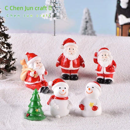 New Christmas Old Man Snowman Micro Landscape Snow Scene Train Box Christmas Socks Small Gift Bells Resin Ornaments