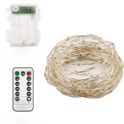 LED Light String Eight Function USB Waterproof Battery Box Remote Control Copper Wire Light String Leather Wire Light String Christmas Decorative Colored Light String