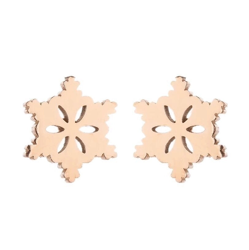 1 Pair Fashion Snowflake Plating 304 Stainless Steel 18K Gold Plated Ear Studs