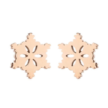 1 Pair Fashion Snowflake Plating 304 Stainless Steel 18K Gold Plated Ear Studs