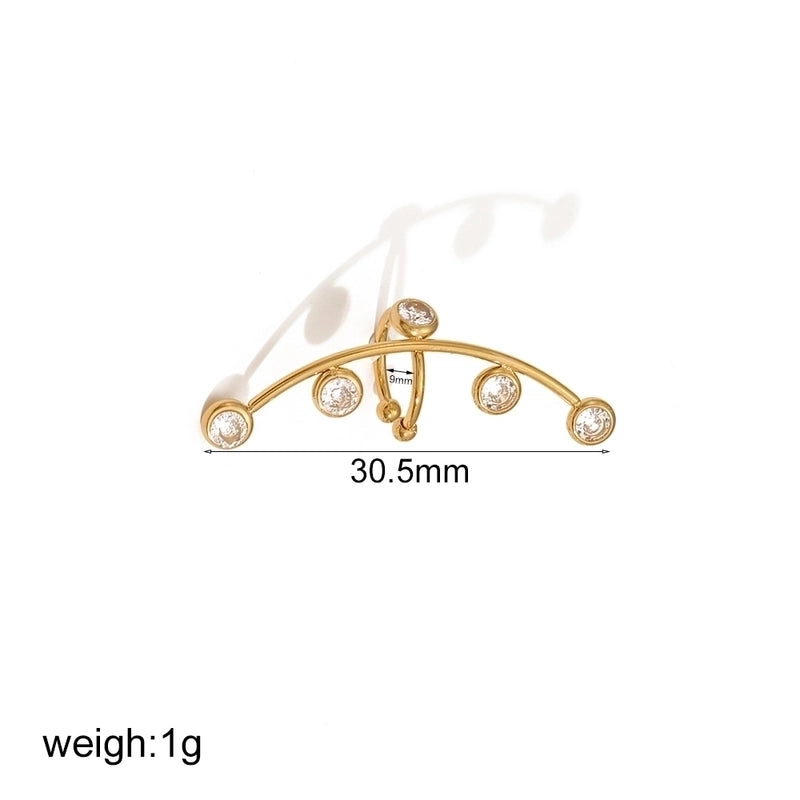 1 Piece IG Style Classic Style Geometric 304 Stainless Steel Zircon 18K Gold Plated Ear Cuffs