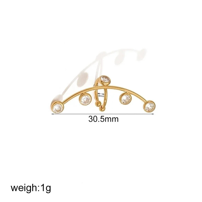 1 Piece IG Style Classic Style Geometric 304 Stainless Steel Zircon 18K Gold Plated Ear Cuffs