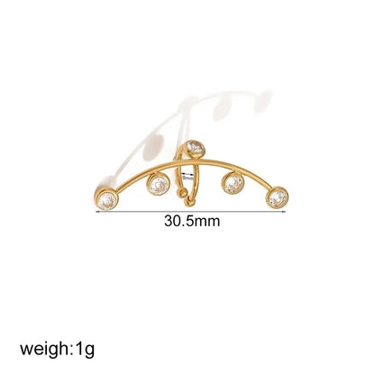 1 Piece IG Style Classic Style Geometric 304 Stainless Steel Zircon 18K Gold Plated Ear Cuffs