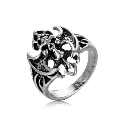 1 Piece Hip-hop Cross Skull Dragon Alloy Plating Inlay Rhinestones Unisex Open Ring