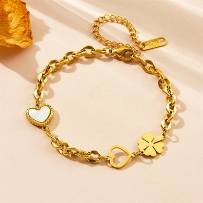 Minimalist Classic Style Heart Shape 304 Stainless Steel Stainless Steel Bracelets In Bulk