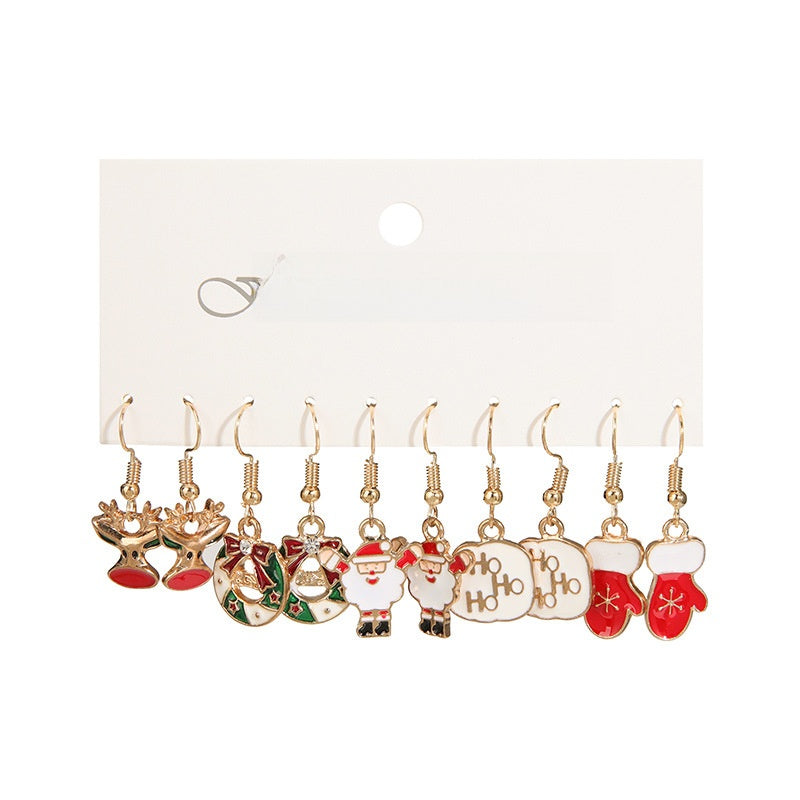 Christmas Earrings Red Bell Studs Candy Color Snowflake Studs Alloy Christmas Ear Accessories