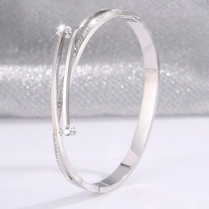 Elegant French Style Classic Style Solid Color 304 Stainless Steel Bangle In Bulk