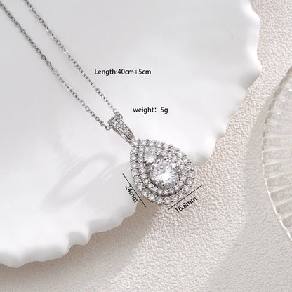 Glam Water Droplets 304 Stainless Steel Copper Zircon Inlay Pendant Necklace