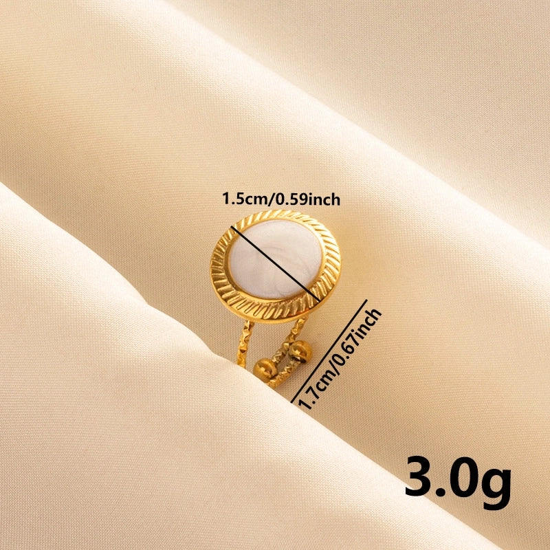 Basic Modern Style Classic Style Geometric Round 304 Stainless Steel 18K Gold Plated Polishing Enamel Open Rings