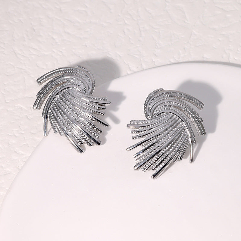 Irregular Geometric Stainless Steel Electroplating Stud Earrings