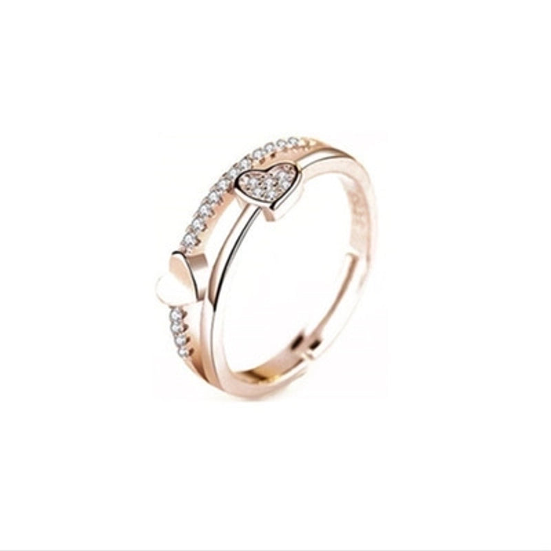 Minimalist Solid Color Copper Plating Inlay Artificial Diamond Rings 1 Piece
